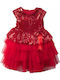 Girls Dress Sleeveless with Sequins Red
