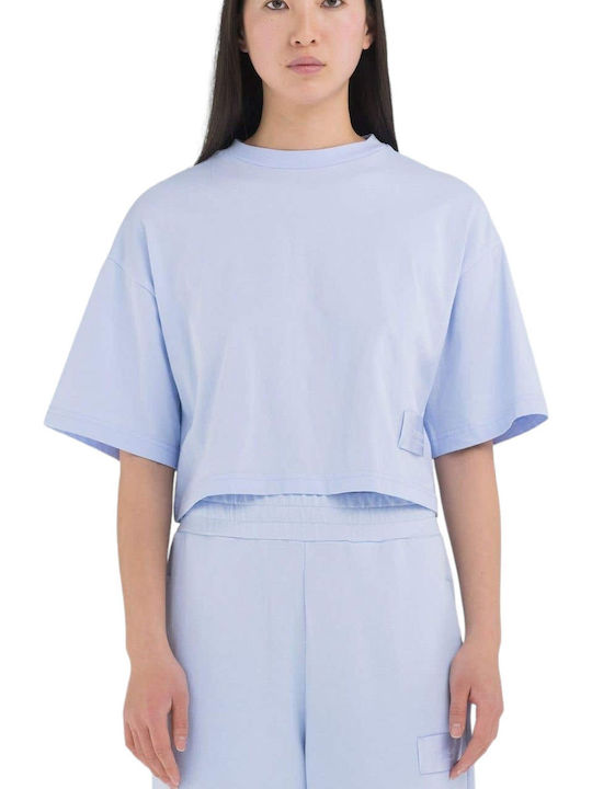 Replay Damen Sommerliches Crop Top Baumwolle Kurzärmelig Flieder