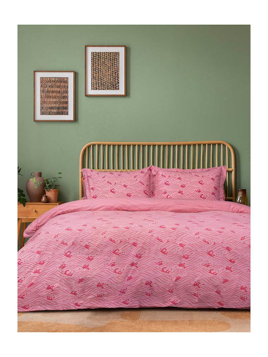 Madi Set Cearșafuri cu Elastic 160x200+30cm. Petalmesh Roz 4buc