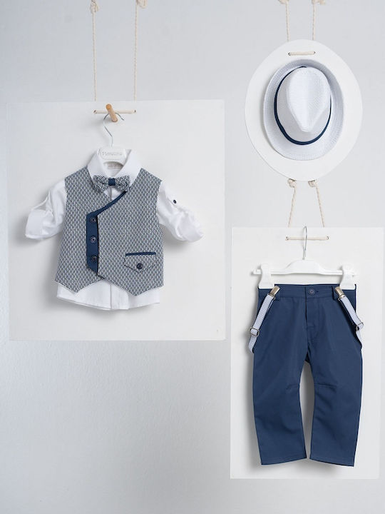 Piccolino Baptism Suit with Vest for Boys Linen...