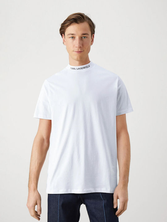Karl Lagerfeld T-shirt Bărbătesc cu Mânecă Scurtă Alb
