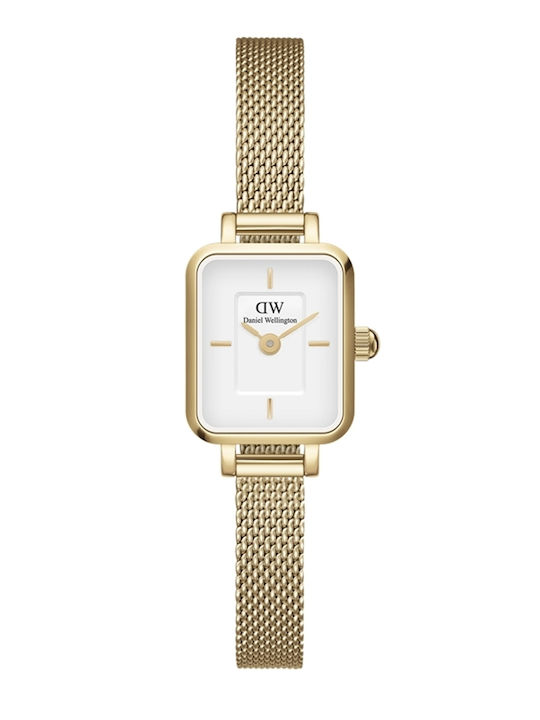 Daniel Wellington Quadro Γυναικείο Ρολόι 15mm Μπαταρίας με Χρυσό Μεταλλικό Μπρασελέ