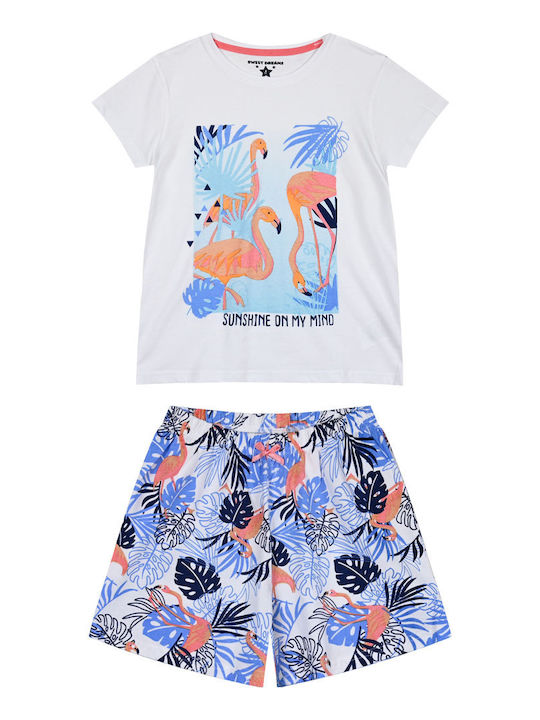 Energiers Kids' Pajamas Summer Colorful Flamingo Sunshine
