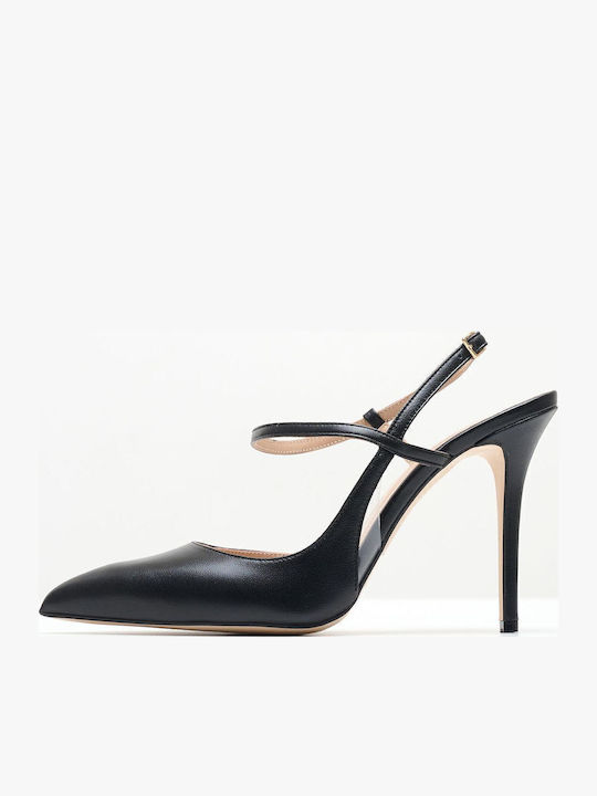 Mourtzi Leather Black Heels