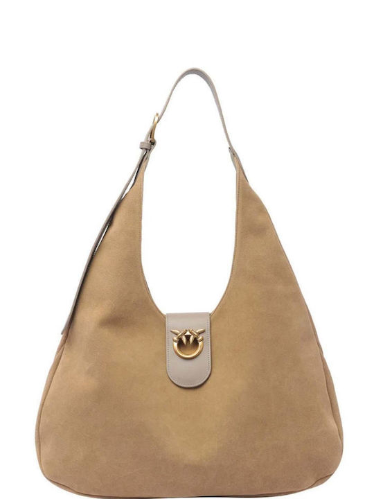 Pinko Leder Damen Tasche Schulter Beige