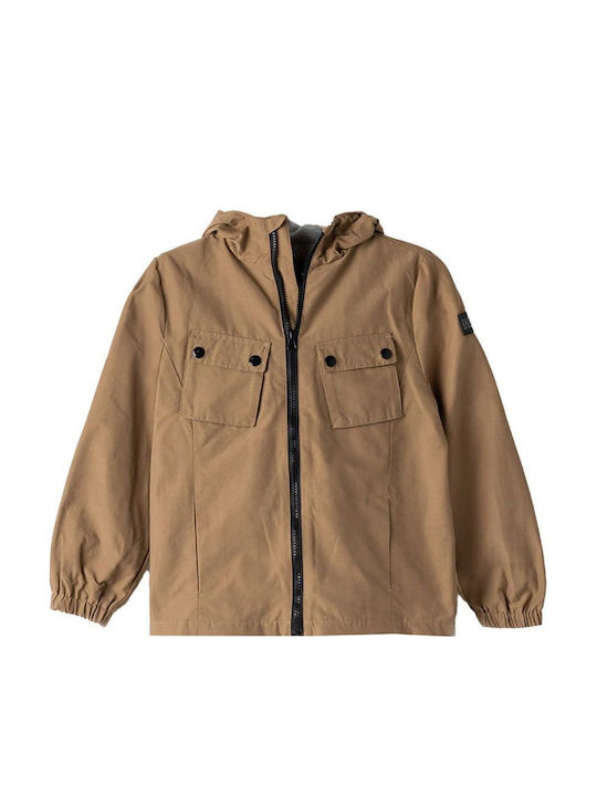Kinder Freizeitjacke Winddicht mit Kapuze TAN