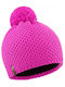 Pom Pom Beanie Beanie Knitted in Fuchsia color