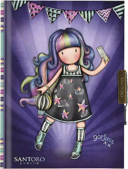 Santoro Gorjuss Notebook 120 Sheets A5 Ruled with Padlock Multicolour