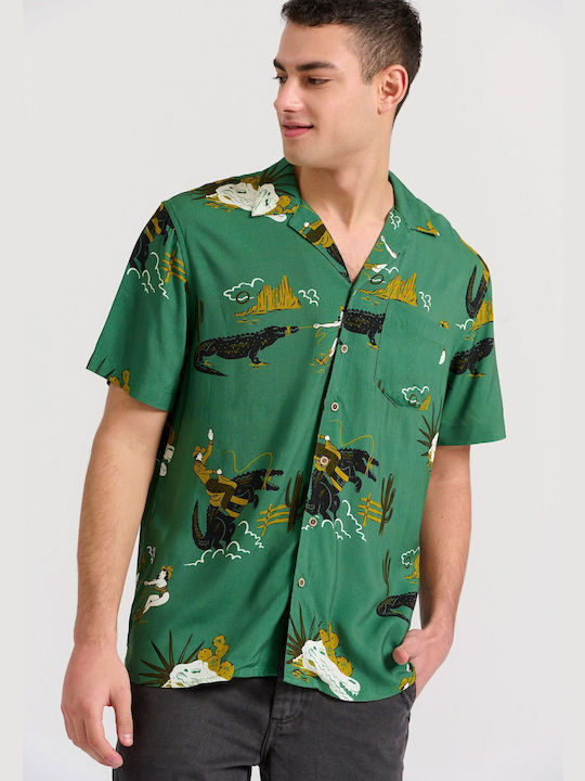 Funky Buddha Men's Shirt Short Sleeve Green