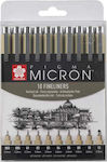 Sakura Pigma Micron Markere de Proiectare Negru 10buc