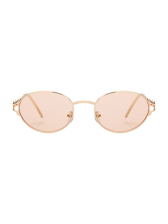 Sunglasses with Gold Metal Frame and Pink Lens 01-5662-5