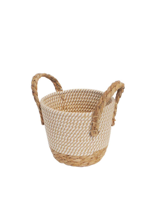 Decorative Basket Wicker with Handles Ecru Plastona