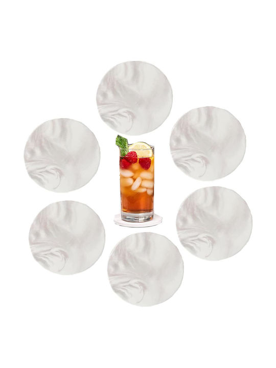 Round Coaster Ceramic White 6pcs