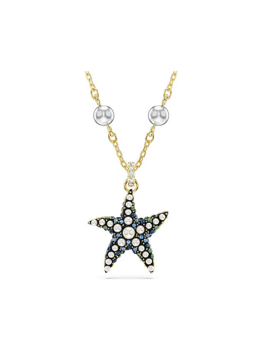 Idyllia Pendant Crystal Pearls, Starfish, Multicolored, Gold-tone Plated