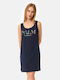 Minerva Summer Cotton Women's Nightdress Dark Blue