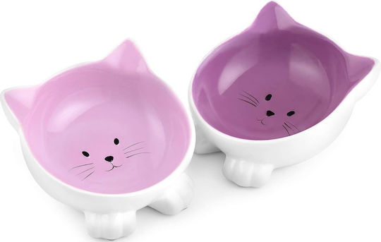 Navaris Ears Set 2 Set 2 Ceramică Bol Mâncare & Apă pentru Câine & Pisică Colorat 2buc