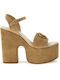 Guess Platform Leather Women's Sandals Beige with High Heel
