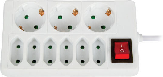 VK Lighting Bandă de alimentare 3 Prize cu Comutator și Cablu 1.5m