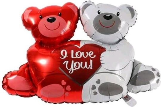 Balloon Teddy Bears Red White Valentine's Day Balloon I Love You I Love You with Heart 52x80cm (tatu Moyo)