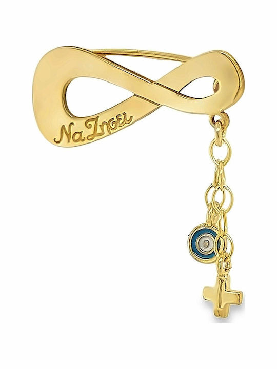 Xryseio Child Safety Pin made of Gold Plated Silver with Cross