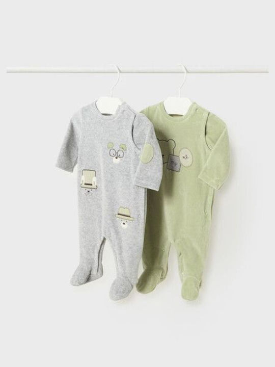 Mayoral Baby Bodysuit Set Velvet Khaki - Grey 1...