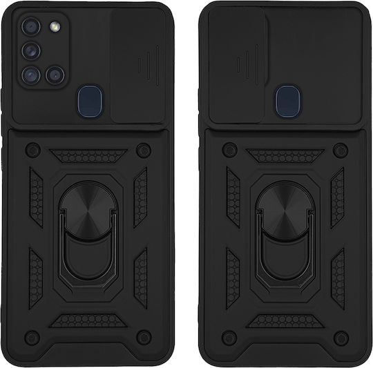 Sonique Umschlag Rückseite Silikon / Kunststoff Schwarz (Galaxy A21s)