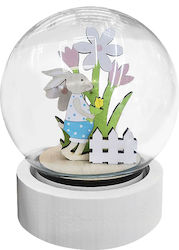 Rabbit Ornament With Flowers In Glass + Light 12x8cm Bunny S 932097