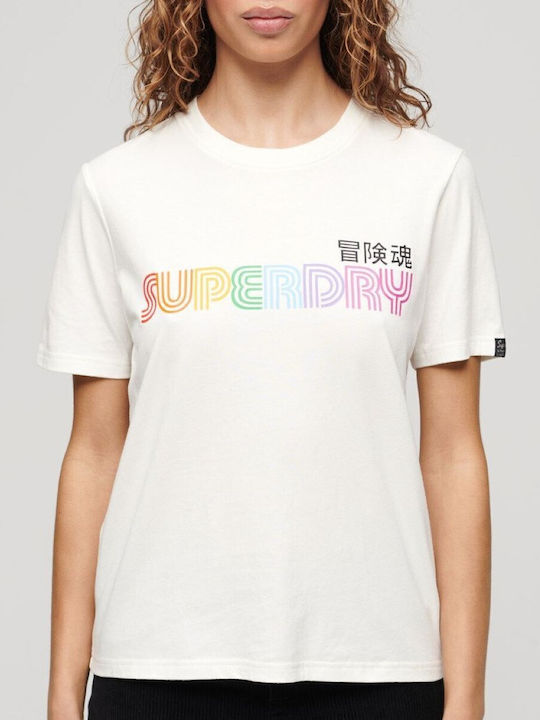 Superdry Damen T-Shirt Ecru