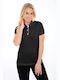 Women's Polo Blouse Short Sleeve Black