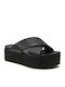 Leather Women's Flat Sandals Flatforms in Black Color