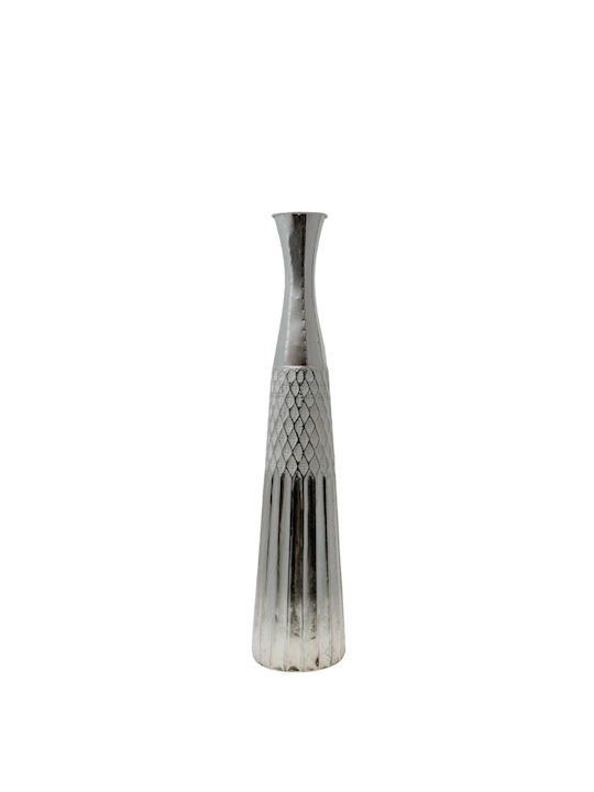 Zen Collection Decorative Vase Ρομβους Γραμμες Silver 15.5x70.5cm