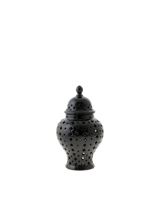 Zen Collection Vază Decorativă Ceramică Τζαρ Τρυπητο Negru 16x28cm 1buc