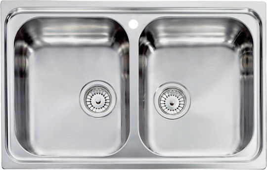 Sanitec Cometa Brushed Finish Drop-In Kitchen Sink Inox Brushed Silver 79x50cm