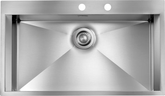 Sanitec Focus Mix Satin Ένθετος Νεροχύτης Inox Σατινέ Μ86xΠ50cm Ασημί
