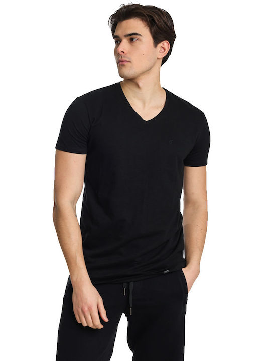 Paco & Co Herren Shirt Kurzarm mit V-Ausschnitt Black