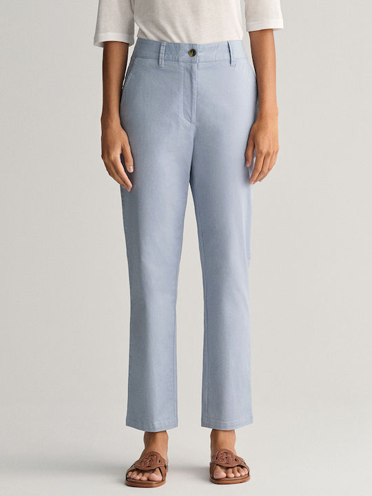 Gant Γυναικείο Ψηλόμεσο Chino Παντελόνι Slim Fit Γαλάζιο
