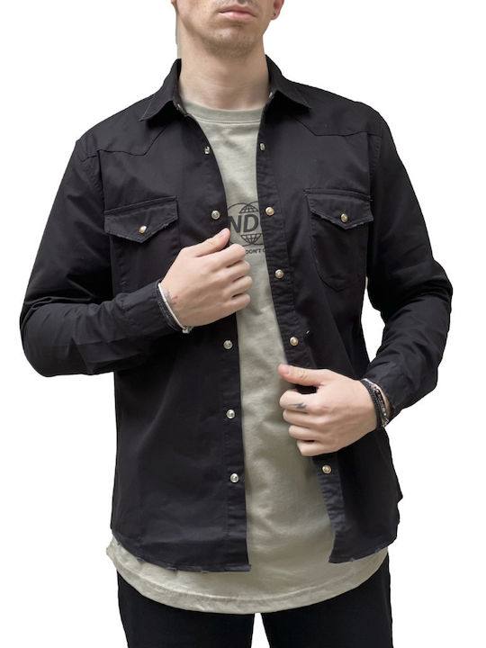 Bread And Buttons Men's Black Long Sleeve Shirt Bc0151