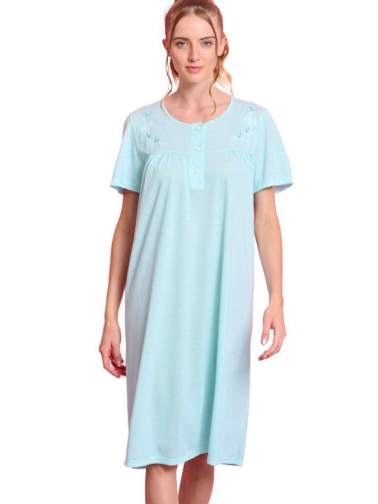 Jeannette Lingerie Summer Cotton Women's Nightdress Turquoise