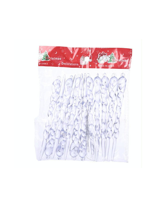 12Stk/Beutel Weihnachtszubehör Transparente Eisstange Anhänger Weihnachtsbaum Dekoration Faden Anhänger