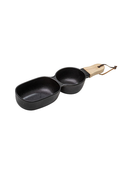 Ladelle Ceramic Dessert Divided Serving Plate with 2 Slots Black 9.5x34.5x4.8cm