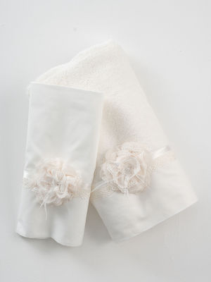 Piccolino Christening Oilcloths Set Ecru with Flower Theme