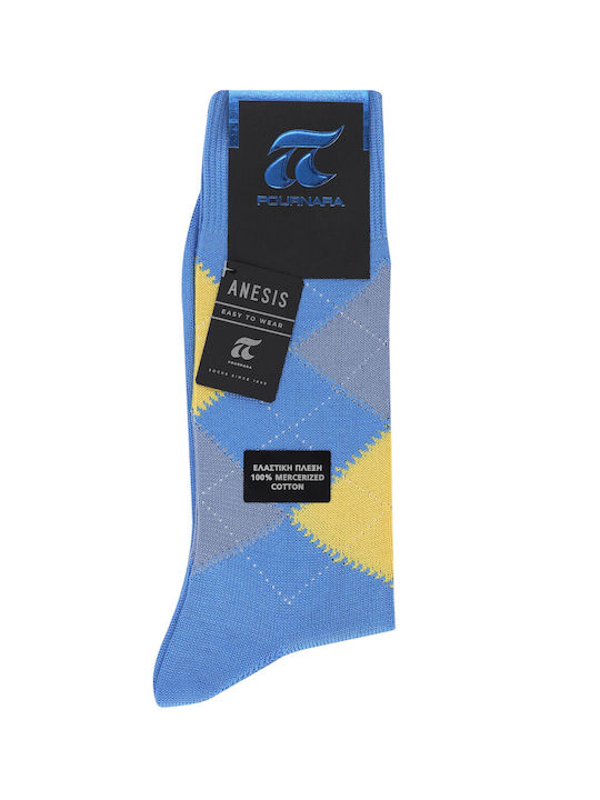 Pournara Men's Patterned Socks Light Blue