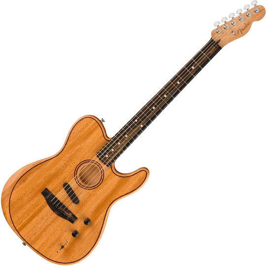 Fender Полуакустичен Китара Acoustasonic Tele Mah Кафяв