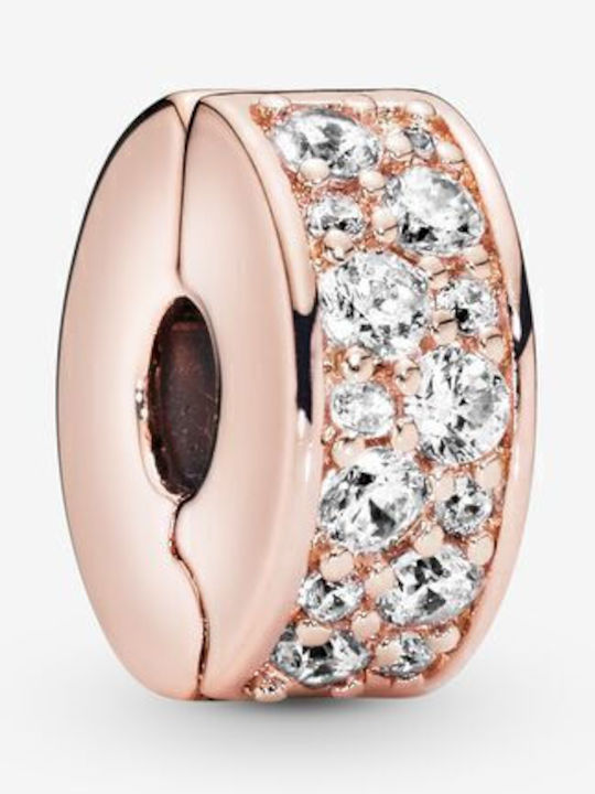 Pandora Charm με Πέτρες από Ροζ Επιχρυσωμένο Ασήμι με Ζιργκόν