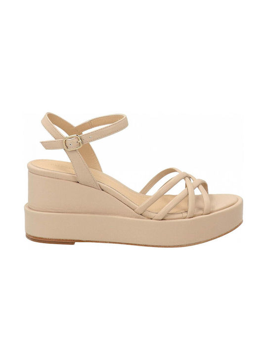 Paloma Barceló Women's Ankle Strap Platforms Beige