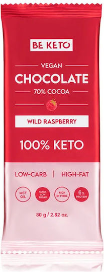 BeKeto Chocolate Dark with Wild Raspberry Vegan with 70% Cocoa 80gr