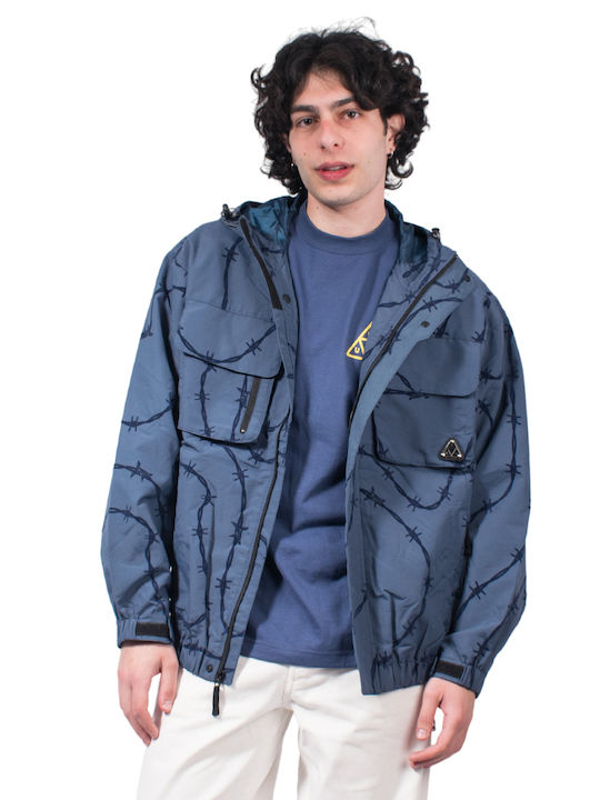 HUF Herren Winter Jacke Lässig Blau