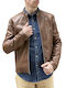Bread And Buttons Ανδρικό Ταμπά Jacket Από Δερματίνη Με Μάο Γιακά G12317t