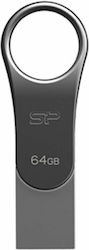 Silicon Power C80 64GB USB 3.2 Stick Μαύρο