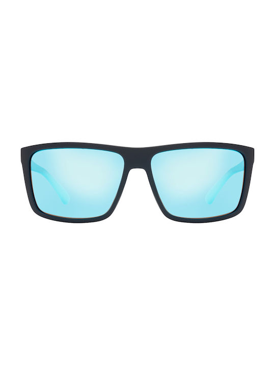 Sunglasses with Black Plastic Frame and Light Blue Polarized Mirror Lens 201356-03